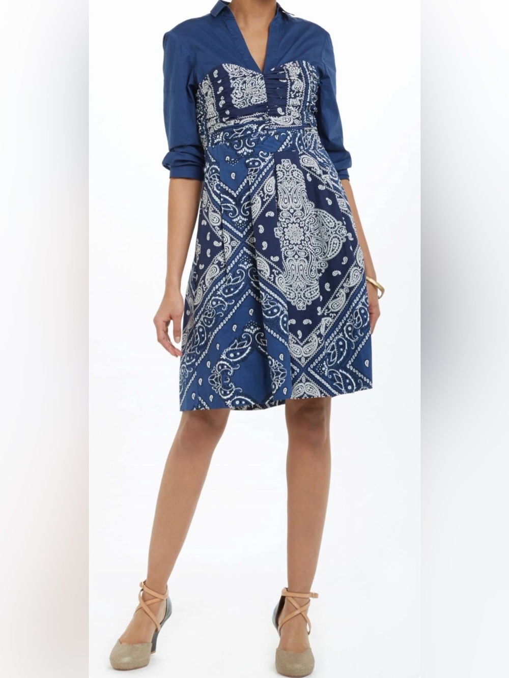Anthropologie Holding Horses Bandana Shirt Dress Size 2